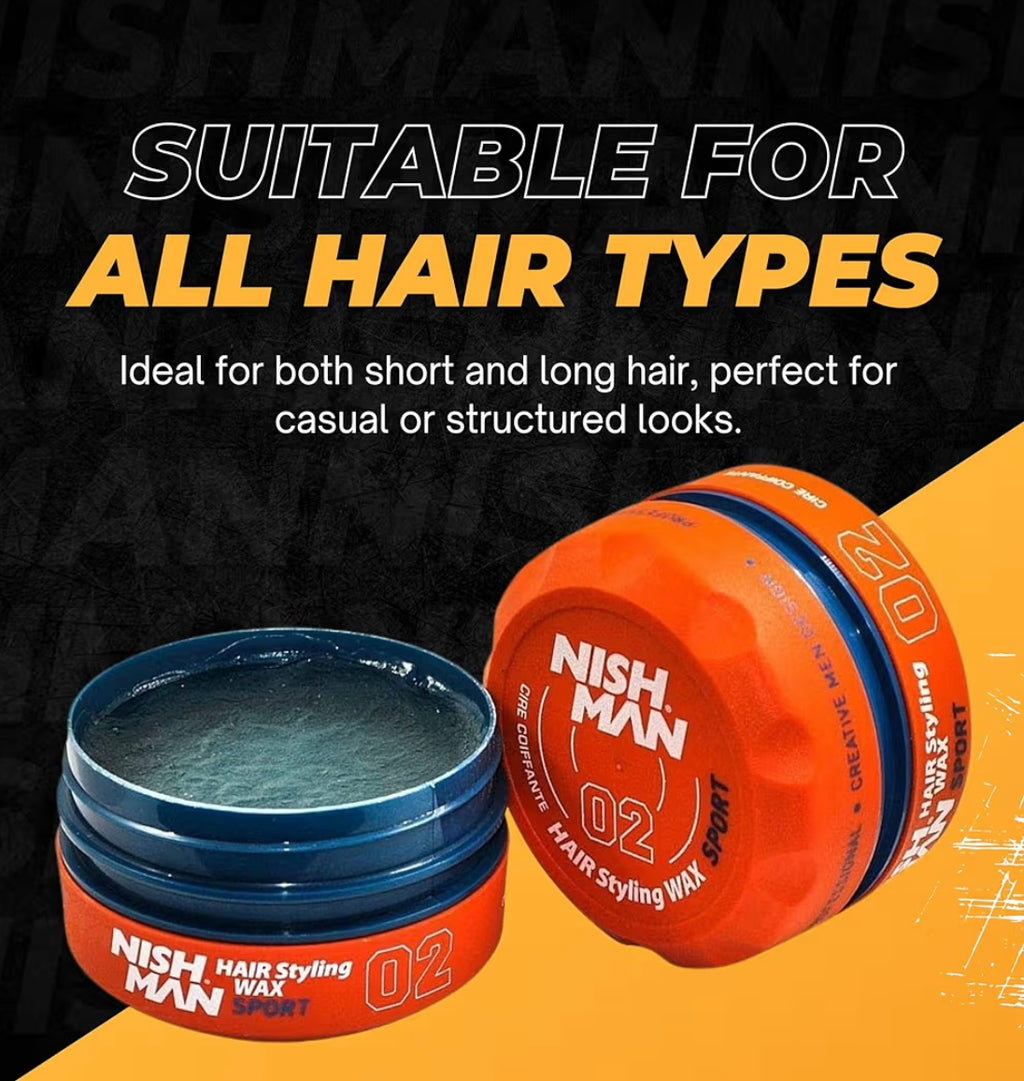 NISHMAN Cera per Capelli per Uomini 02 – Sport – Profumo di Frutti Tropicali – Aspetto Lucido Naturale