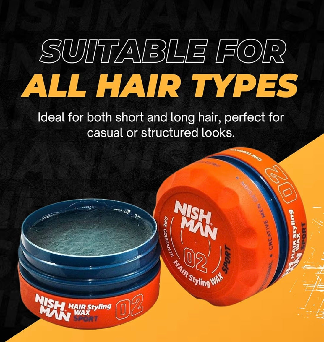 NISHMAN Cera per Capelli per Uomini 02 – Sport – Profumo di Frutti Tropicali – Aspetto Lucido Naturale