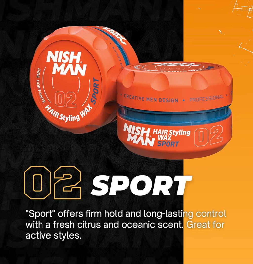 NISHMAN Cera per Capelli per Uomini 02 – Sport – Profumo di Frutti Tropicali – Aspetto Lucido Naturale